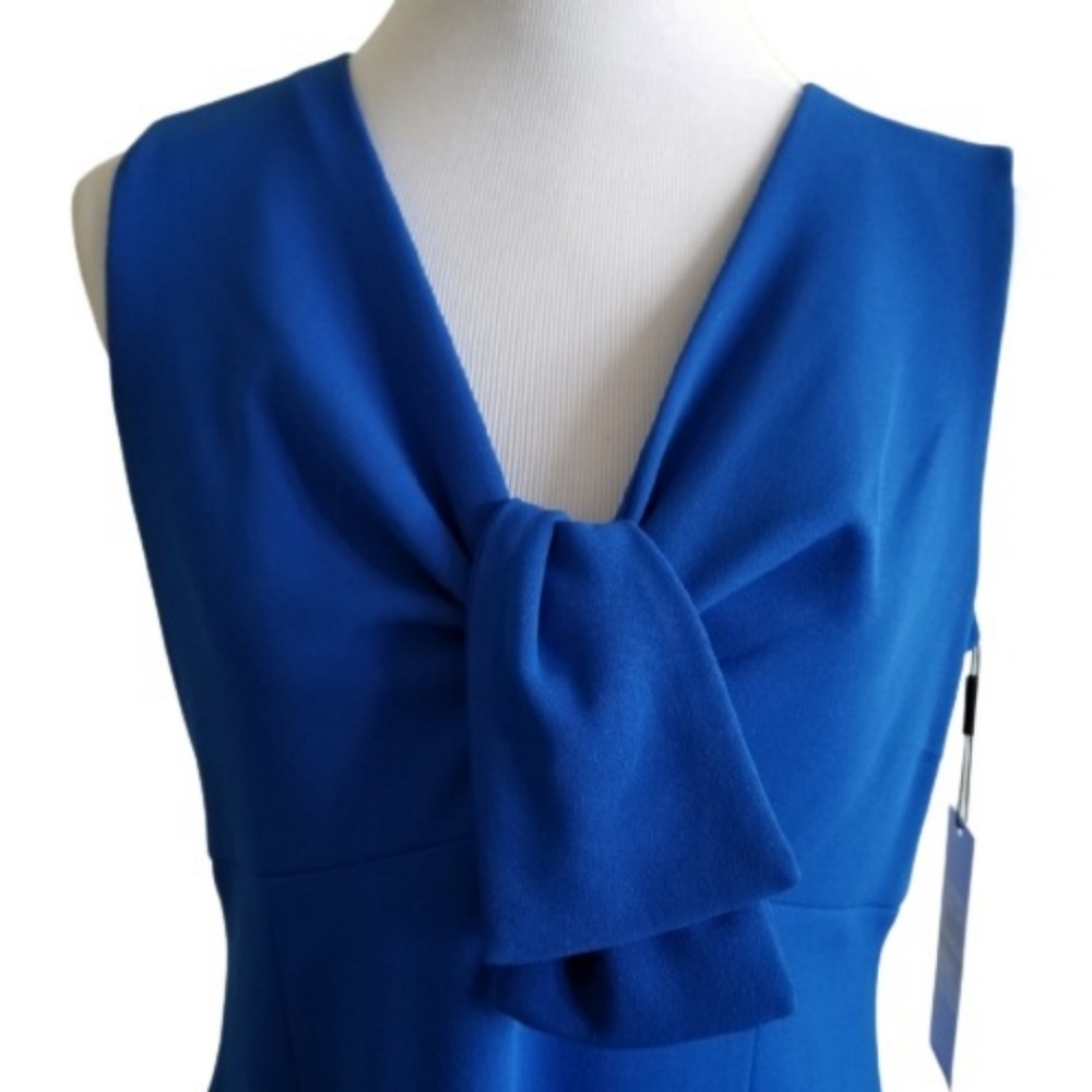 🆕️⬇️Calvin Klein Capri Blue V-neck Tie Sheath Dress - Picture 2 of 13